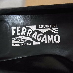 【本物保証】 Salvatore Ferragamo フェラガモ パンプス カメリア フラットシューズ ブラック #5 美品の画像7