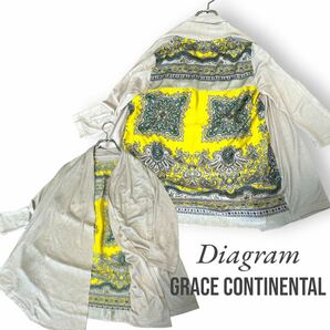 グレースコンチネンタル GRACE CONTINENTAL カーディガン 美品 グレース 薄手 スカーフデザイン切り替え サテン切り替え の画像1