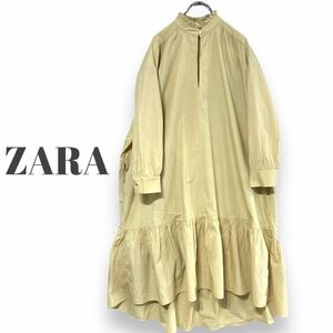 ZARA ザラ フリル付きポプリンワンピース　ワンピース　ギャザーワンピース　 定価 7,990円 XS ゆったり　プルオーバー　長袖 