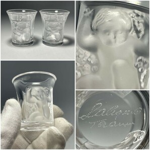 AS666 西洋美術 LALIQUE FRANCE ラリック クリスタルリキュールグラス アンティーク ショットグラス アンファンペア 一対の画像1