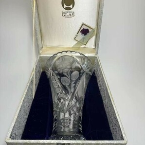 AS704 西洋美術 Meissen マイセンクリスタル花瓶 箱付 花生 花器 H30cmの画像1
