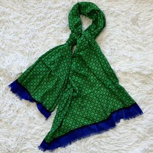  new goods Vera Bradley Soft Fringe Scarf Emerald Geometric soft fringe scarf stole . what . pattern green × navy × blue 168×55cm