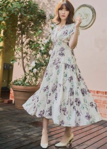 新品 Her lip to Full Of Love Long Dress ハーリップトゥ 花柄 フラワープリント ドロスト ロングワンピース Sサイズ 小嶋陽菜