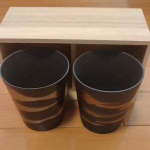 アワサカ 日本製 清風 金銀流し ロックカップペア (木箱入) 