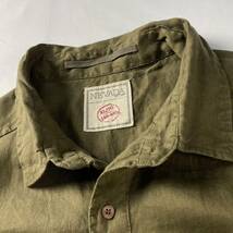 US Vintage NEVADA リネン100% フラップポケット プレーン デザインシャツ ワークシャツ サファリシャツ_画像7