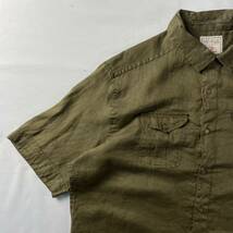 US Vintage NEVADA リネン100% フラップポケット プレーン デザインシャツ ワークシャツ サファリシャツ_画像5