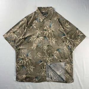 US Vintage 90s croft&barrow レーヨン100% くすみカラー エスニック アジアン アロハシャツ 総柄 デザインシャツ