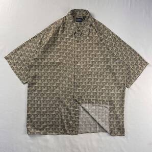US Vintage 90s puritan ビスコースレーヨン100% 幾何学模様 アート ブロック 総柄 デザインシャツ