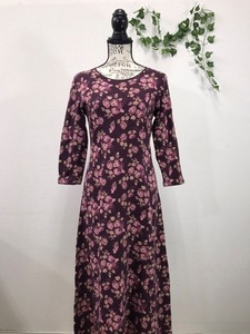 2397　【　Laura Ashley　】　長袖ロングワンピース　コットン100%　　サイズ：Ｌ　　色：明るい紫柄入り