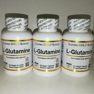 【3個セット】L-グルタミン 500mg 120ベジカプセル California Gold Nutrition【新品・送料込】