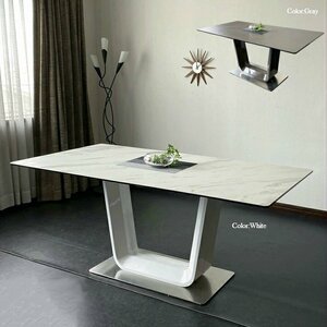 新生活 モダン セラミックダイニングテーブル セラミック 2色対応 ホワイト グレー スパニッシュセラミック 強化ガラス 180cm モダン 食卓