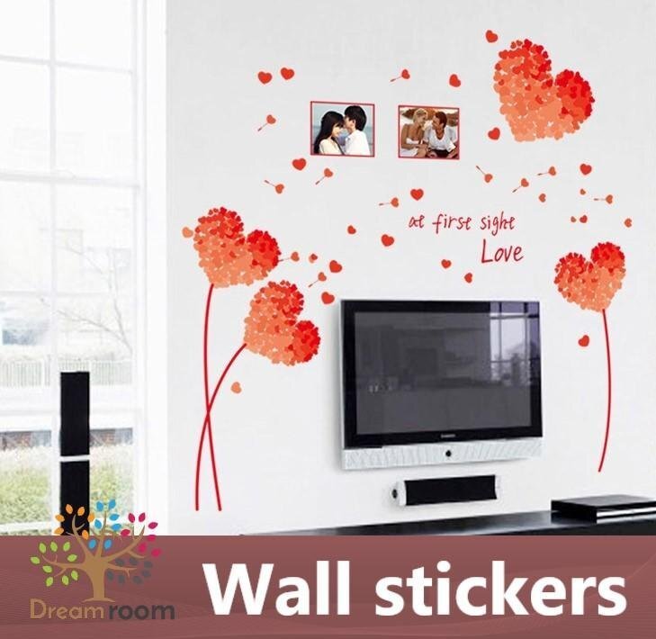 Corazón x Trébol Rojo Extra Grande 3D Etiqueta de la Pared Extraíble Elegante Papel Pintado Deco Etiqueta Impermeable DIY Pared Piso Muebles Interior Hojas del Bosque, muebles, interior, Accesorios de interior, otros