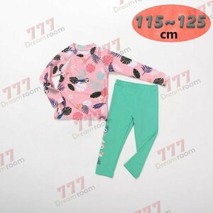 ラッシュガード 水着 上下セットアップ ピンク【2XL】115-125cm 子供服 男女 レギンス 長袖 ズボン 日よけ ビキニ 海 プール swi-112