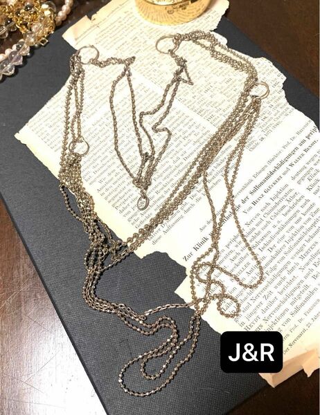 ヴィンテージコスチュームジュエリーJ&R 重連シルバーネックレス