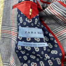 未使用タグ付き　ザラメン【50 XLサイズ　グレンチェック】ZARA MAN テーラードジャケット　ブルー　背抜き　チェック　春夏　涼しい_画像4