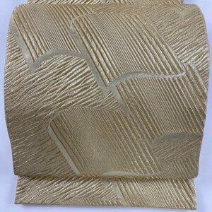 袋帯 秀品 瓦 幾何学模様 金糸 箔 金色 六通 正絹 【中古】