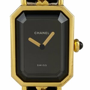 シャネル CHANEL プルミエール Lサイズ H0001 腕時計 SS レザー クォーツ ブラック レディース 【中古】