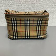 １円〜　BURBERRY　バーバリー　バニティ　コスメポーチ　ノバチェック　ベージュ　C2037_画像1