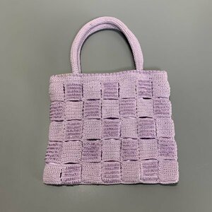 1 иен ~ близко . гонки ручная сумочка Mini большая сумка фиолетовый вязаный бисер C2066
