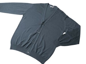  メンズ M ジョンスメドレー 最高級コットン 24ゲージ カーディガン S4578 GRANITE ダークグレー JOHN SMEDLEY ★Sweater Series