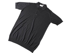  メンズ S ジョンスメドレー 最高級コットン 台襟ポロシャツ ADRIAN ブラック JOHN SMEDLEY イギリス製★イギリスでは長年定番のポロ