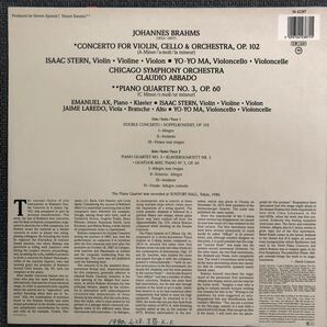 LPレコード J.BRAHMS ISAAC STERN YO-YO MA CLAUDIO ABBADO M-42387 海外版 レトロ ヴィンテージの画像2