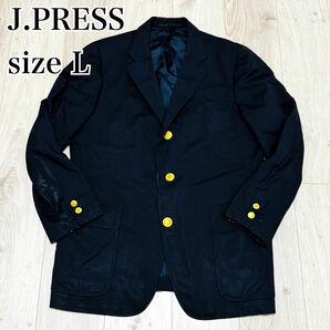 【希少】J.PRESS ジェイプレス　紺ブレ 赤タグ 金ボタン 段返り 3B ブレザー　L テーラードジャケット　ネイビー