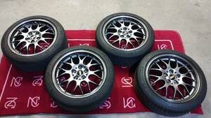 ②★BBS鍛造ホイール★RG-R DBK 17インチ 4本 17×7.5J 5穴 PCD100 +48 タイヤ付 スバルレガシィフォレスターインプレッサエクシーガ他★