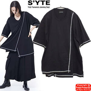 ■S'yte ハーフレイヤード ハンドステッチ ビッグシルエットカットソー◆Tシャツ オーバーロック Y's ワイズ YohjiYamamoto ヨウジヤマモト