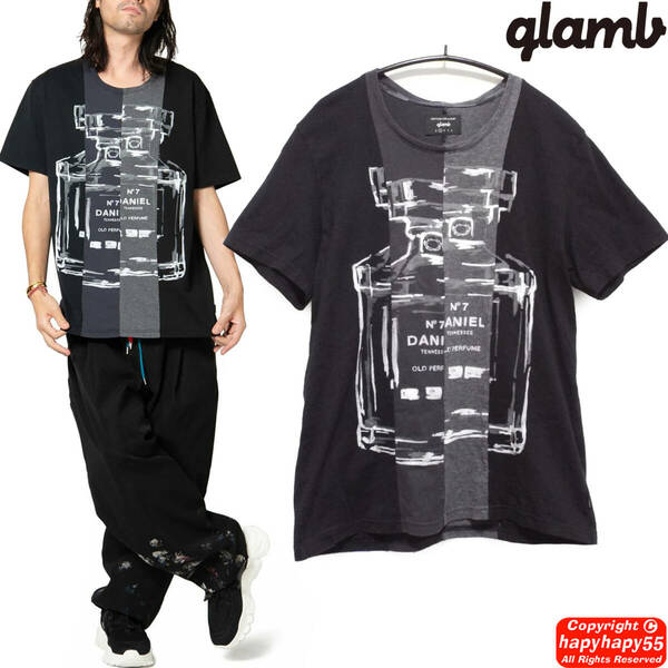 完売■glamb 名作 アギーカットソー◆グラム Tシャツ 再構築 パッチワーク グランジ ロック 香水 グラフィック ツギハギ モノトーン