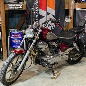 (茨城より)社外マフラー 29400km 4RF ヤマハ XV125 ビラーゴ レッド YAMAHA VIRAGO Daytona ミラー KIJIMA テールランプ付【始動動画有り】の画像1