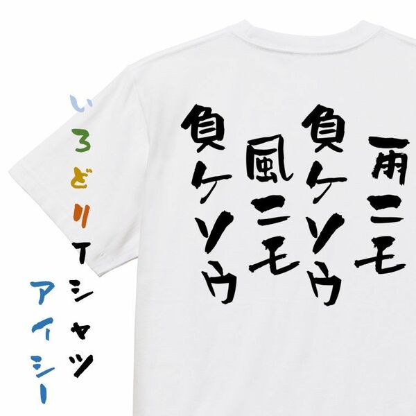 脱力系半袖Tシャツ【雨ニモ負ケソウ風ニモ負ケソウ】おもしろTシャツ　ネタTシャツ