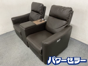 nitoli/NITORI electric reclining sofa two seater . -stroke las original leather dark brown unit table attaching used furniture shop front pickup welcome R8178