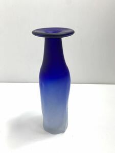 一輪挿しフラワーベース アートガラスflower vase art glass 青グラデーション●