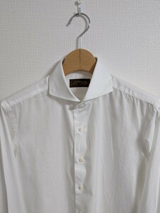 美品　鎌倉シャツ　シャツ　ドレスシャツ　39-83　　200番手　カッタウェイ　ダブルカフス　白　日本製