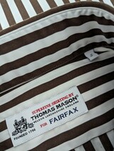 未使用品　FAIRFAX　フェアファクス　シャツ　トーマスメイソン　ブロード生地　ブラウン　ロンドンストライプ　ボタンダウン　日本製_画像4