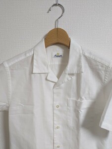 美品　Giannetto　ジャンネット　シャツ　半袖　オープンカラー　からみ織　白　イタリア製