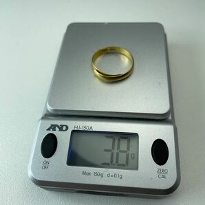 純金刻印 k22 甲丸リング 3,8g サイズ調整可能 純金刻印 ゴールド つぶし金 比重計確認済み 22金の画像1