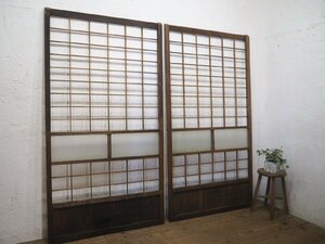 taQ0304*[H177,5cm×W96cm]×2 листов * ретро тест ... раздвижные двери shoji дверь * старый двери стекло дверь раздвижная дверь рама старый дом в японском стиле античный N сосна 