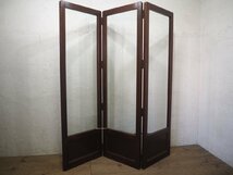 タ荷P0047◆②最大H200cm×W182cm◆3連式◆大きい一枚ガラスの木枠パーテーション◆建具 室内ドア 折戸 パーティション レトロP(ヤD)卸_画像9