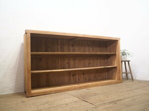 ta load P0905*H87cm×W173cm* thin type * natural . tree taste. large wooden display shelf * old furniture old tool display case cabinet retro antique Q(yaE).