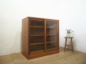 ta load P0625*H92cm×W91cm* retro taste ... old wooden glass case * display shelf storage shelves cupboard cabinet antique O(yaC) pine 