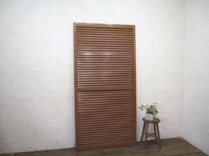 taQ0508*(2)[H187cm×W93,5cm]* wonderful louver design. large wooden sliding door * fittings wooden door sash used . egistered real-estate broker material retro Vintage M pine 