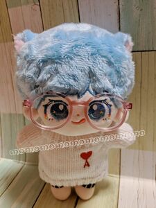 ●在庫3点● 韓国 kpop 20cm 18cm doll ぬいぐるみ用 メガネ めがね 眼鏡 クリア×ピンク縁