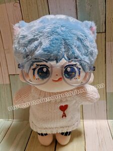 ●在庫2点● 韓国 kpop 20cm doll ぬいぐるみ用 メガネ めがね 眼鏡 クリアレンズ×スカイブルー縁