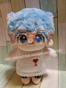 ●在庫3点● 韓国 kpop 20cm 18cm doll ぬいぐるみ用 メガネ めがね 眼鏡 クリア×ブラウン？オレンジ？縁