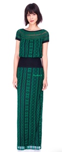 TADASHI SHOJI　タダシショージ　GREEN & BLACK　ロングフォーマルドレス　「４ 」/ ９号程度