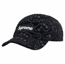 2023AW Supreme Velvet Paisley Camp Cap シュプリーム ベルベット ペイズリー キャップ 新品未使用 ブラック 黒_画像1