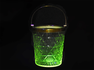 昭和 レトロ 切子 ヴィンテージ ウランガラス アイスペール カットガラス 硝子 glass ガラス工芸 uranium glass　z0058o