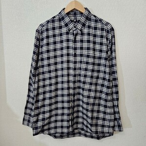 ☆UNIQLO/ユニクロ/メンズ/XLサイズ/長袖シャツ/トップス/チェック柄/ネイビー/ボタンダウンシャツ